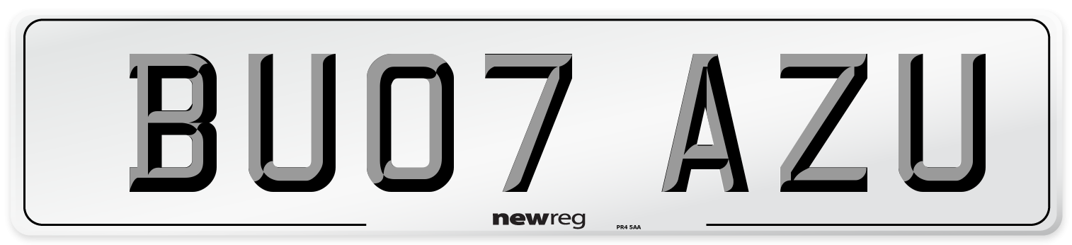 BU07 AZU Number Plate from New Reg
